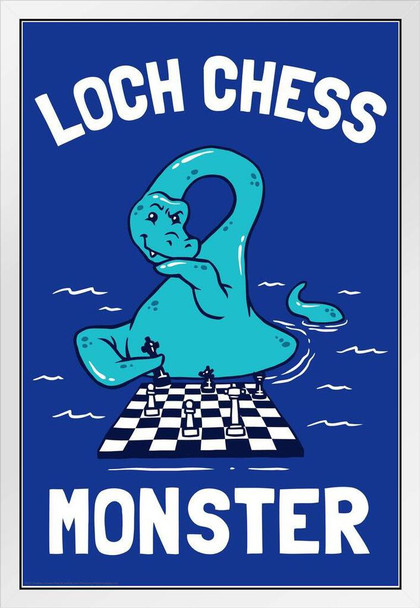 Loch Chess Monster Nessie Funny White Wood Framed Poster 14x20