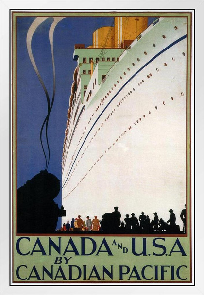 Canadian Pacific Canada and USA Cruise Ship Vintage Travel White Wood Framed Poster 14x20