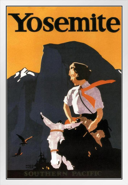 Yosemite National Park Retro Travel White Wood Framed Poster 14x20