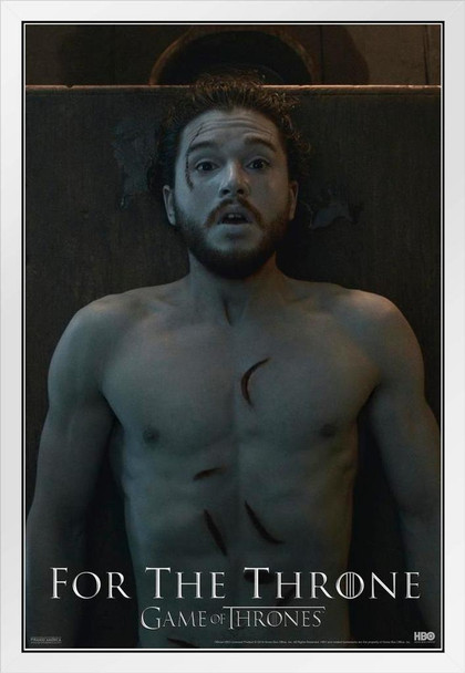 Game of Thrones For the Throne Jon Snow Resurrected White Wood Framed Poster 14x20