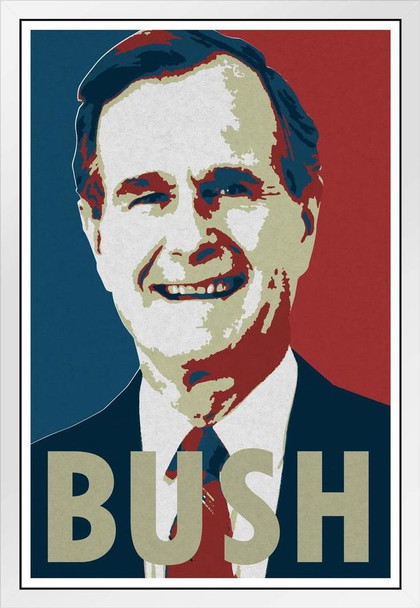 President George H.W. Bush White Wood Framed Art Poster 14x20