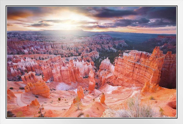Sunrise at Bryce Canyon National Park Utah Photo Photograph White Wood Framed Poster 20x14