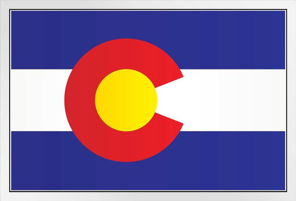 Colorado State Flag White Wood Framed Poster 14x20