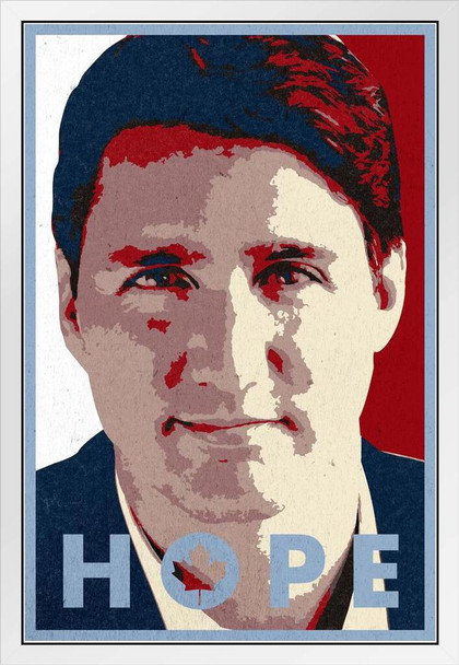 Hope Justin Trudeau White Wood Framed Poster 14x20