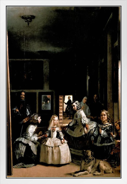 Diego Velazquez Las Meninas The Maids Honour 1656 Oil On Canvas White Wood Framed Poster 14x20