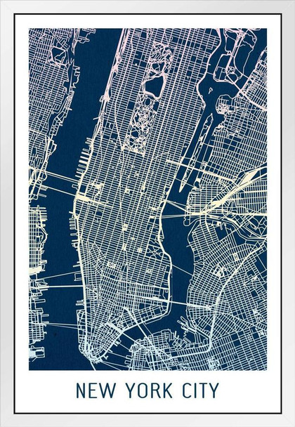 New York City Colorful Minimalist Art Map Art US Map with Cities in Detail Map Posters Wall Map Art Wall Decor Country Illustration Tourist Travel Destination White Wood Framed Art Poster 14x20