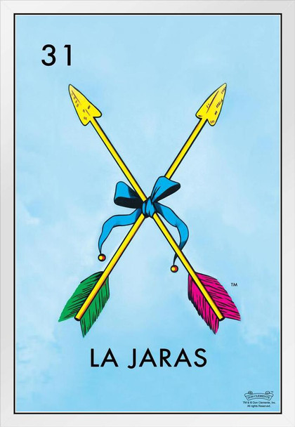 31 La Jaras Arrows Loteria Card Mexican Bingo Lottery White Wood Framed Poster 14x20