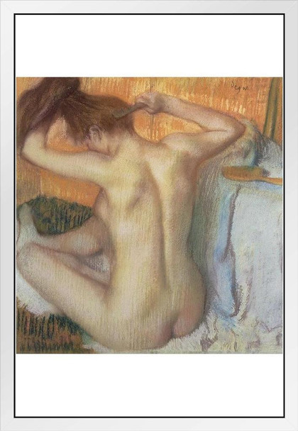 Edgar Degas Woman Combing Her Hair Impressionist Art Posters Degas Prints and Posters Women Posters for Wall Painting Edgar Degas Canvas Wall Art French White Wood Framed Art Poster 14x20