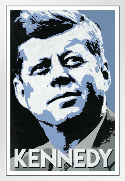 President John F Kennedy Pop White Wood Framed Poster 14x20