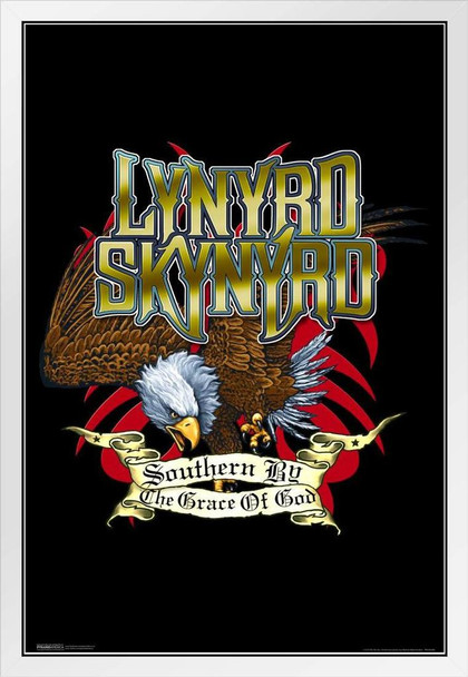 Lynyrd Skynyrd Eagle White Wood Framed Poster 14x20