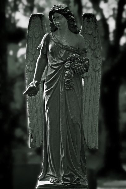 Angel at Savannah Bonaventure Cemetery B&W Photo Photograph Cool Wall Art Print Poster 12x18