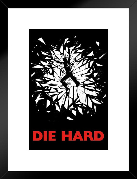 Die Hard Broken Glass Action Movie Christmas John McClane Nakatomi Plaza Minimalist Matted Framed Wall Decor Art Print 20x26