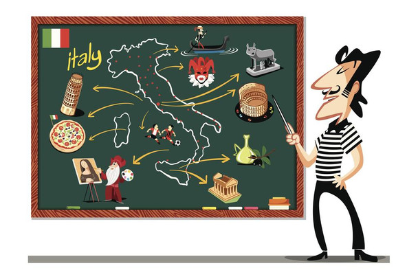 Italy Landmarks and Destinations Travel Chalkboard Thick Paper Sign Print Picture 12x8