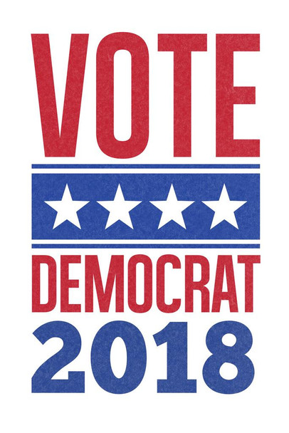 Vote Democrat 2018 White Thick Paper Sign Print Picture 8x12