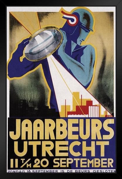 Jaarbeurs Utrecht Netherlands Exposition Dutch Holland Vintage Travel Black Wood Framed Poster 14x20