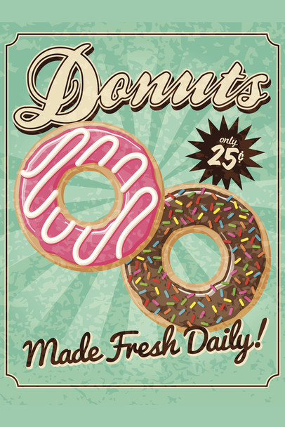 Donuts Made Fresh Daily Vintage Cool Wall Decor Art Print Poster 12x18