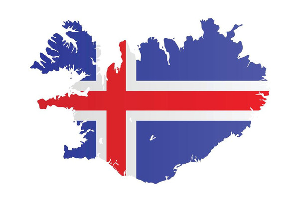 Icelandic National Flag in Shape of Country Thick Paper Sign Print Picture 12x8