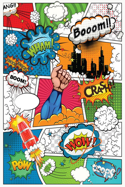 Comic Book Super Hero Sound Effects Retro Thick Paper Sign Print Picture 8x12