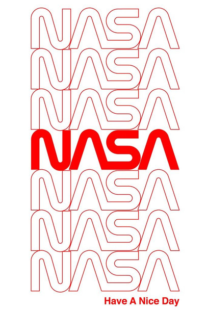 NASA Retro Repeating Worm Logo Thick Paper Sign Print Picture 8x12