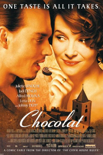 Chocolat Movie Poster Romance Drama Film Aesthetic Classic Classy Retro Vintage Living Room Bedroom Home Office Cafe Coffee Restaurant Photo Photograph Picture Cool Wall Decor Art Print Poster 24x36