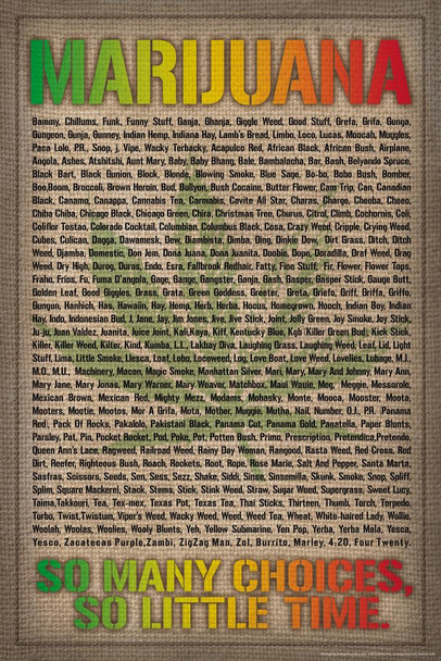 Marijuana Names So Many Choices So Little Time Varieties Funny Thick Paper Sign Print Picture 8x12