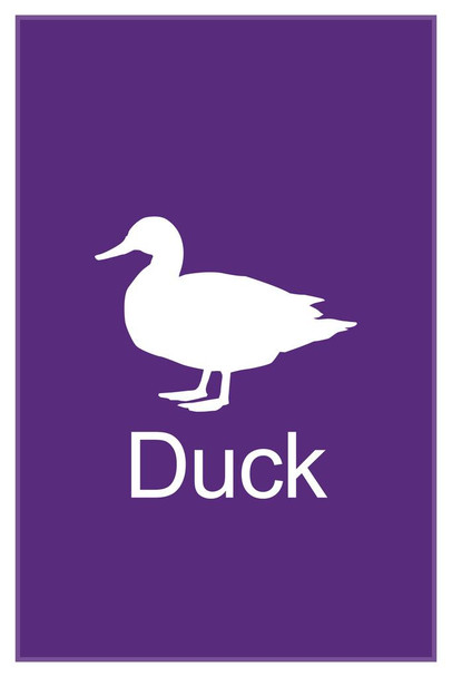 Farm Animal Duck Silhouettes Classroom Learning Aids Barnyard Farming Farm Violet Thick Paper Sign Print Picture 8x12