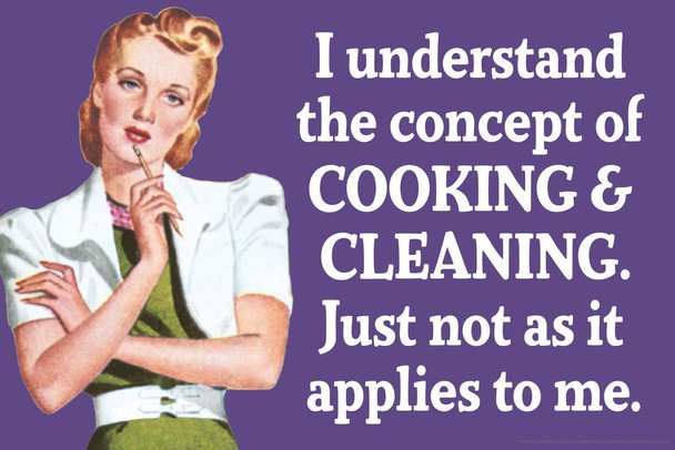 I Understand The Concept Of Cooking & Cleaning Just Not As It Applies To Me Humor Thick Paper Sign Print Picture 12x8