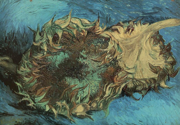 Vincent Van Gogh Two Cut Sunflowers 1887 Oil On Canvas Still Life Painting Thick Paper Sign Print Picture 8x12