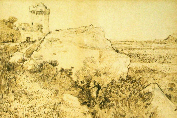 Vincent van Gogh Vincent van Gogh Rock and Ruins at Montmajour Dutch Artist Thick Paper Sign Print Picture 12x8