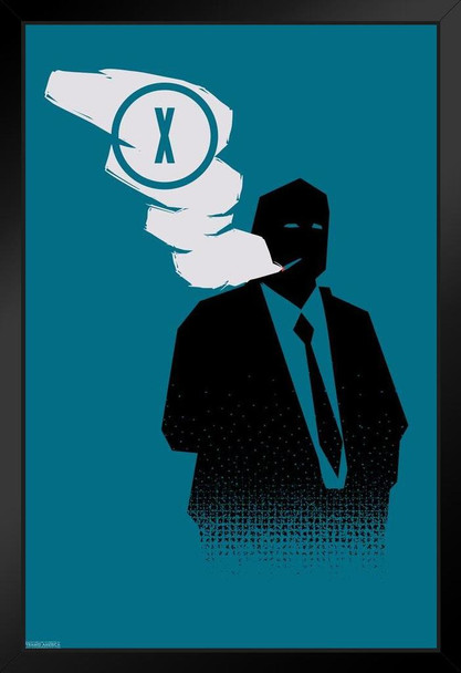 X Files Cigarette Smoking Man Minimalist Fox Mulder Dana Scully TV Show Series Science Fiction SciFi Cool Wall Decor Art Print Black Wood Framed Poster 12x18