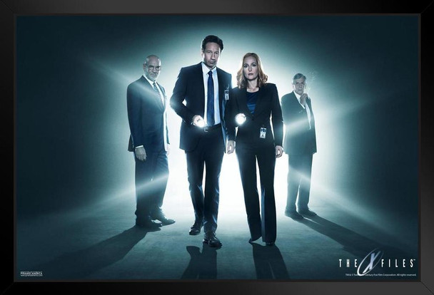 X Files 2016 Return Flashlights Fox Mulder Dana Scully TV Show Series Science Fiction SciFi Cool Wall Decor Art Print Black Wood Framed Poster 12x18