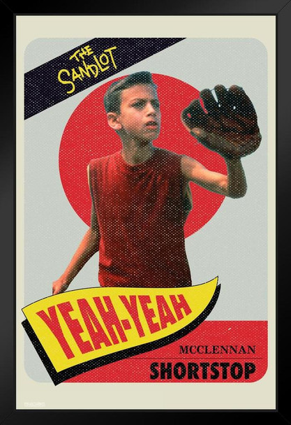 The Sandlot Movie Yeah Yeah Baseball Card Retro Vintage Sports Film Cool Wall Decor Art Print Black Wood Framed Poster 12x18