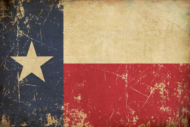 Texas Themed Gifts Texas Flag Old Scratched Aged Vintage Wall Decor Made In USA Thick Paper Sign Print Picture 12x8