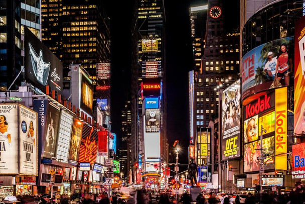 Times Square New York City NYC at Night Photo Photograph Thick Paper Sign Print Picture 12x8