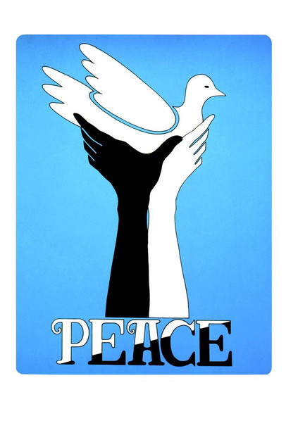 Peace Dove Black and White Hands Retro Vintage Thick Paper Sign Print Picture 8x12