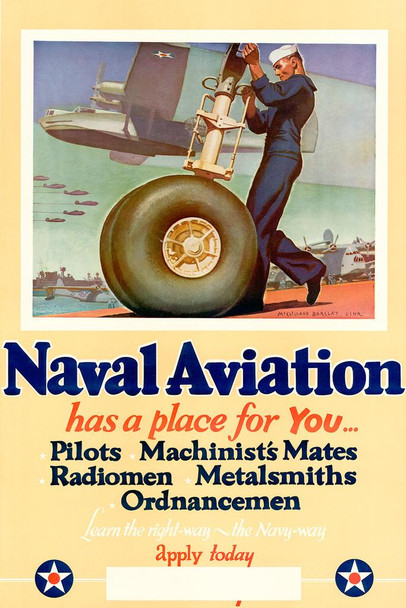 WPA War Propaganda Naval Aviation Has A Place For You Pilots Machinist Mates Radiomen Thick Paper Sign Print Picture 8x12