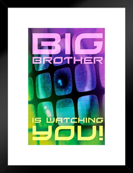 Big Brother Is Watching You Totalitarian Government State Warning Sign Cool Wall Decor Matted Framed Wall Decor Art Print 20x26
