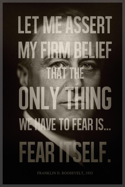 President Franklin D. Roosevelt Fear Itself Famous Motivational Inspirational Quote Modern Thick Paper Sign Print Picture 8x12