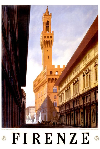 Italy Firenze Florence Visit Historic City Vintage Illustration Travel Cool Huge Large Giant Poster Art 36x54