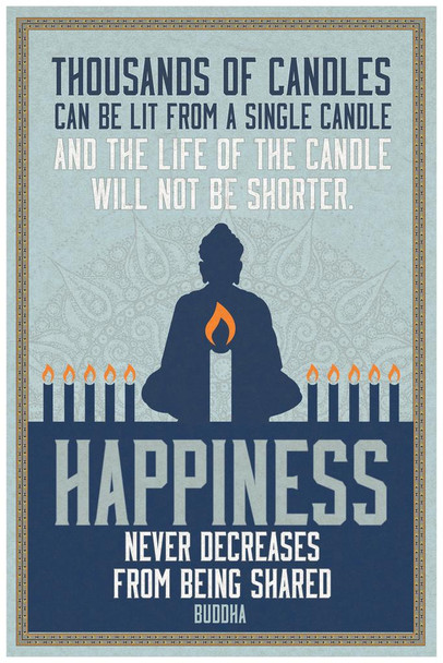 Thousands of Candles Happiness Buddha Quote Poster Famous Spiritual Motivational Inspirational Religious Thick Paper Sign Print Picture 8x12