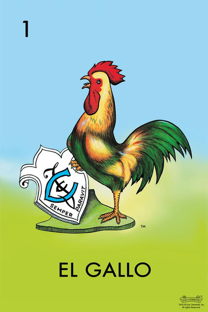 01 El Gallo Rooster Loteria Card Mexican Bingo Lottery Thick Paper Sign Print Picture 8x12