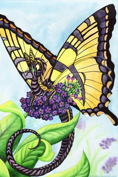 Laminated The Tiger Monarch Butterfly Dragon by Carla Morrow Fantasy Poster Dry Erase Wall Art 24x36