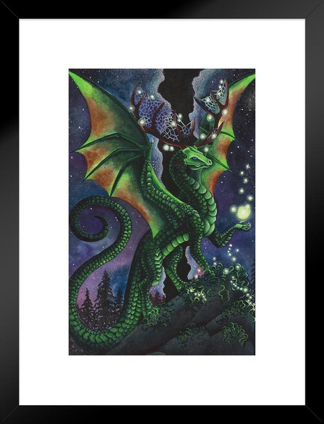 Dream Keeper Dream Catcher Dragon by Carla Morrow Fantasy Poster Green Dragon Nature Mystical Matted Framed Art Wall Decor 20x26