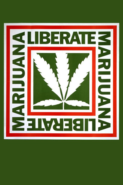 Laminated Liberate Marijuana Cannabis Legalization Retro Vintage Leaf Weed Room Dope Gifts Guys Propaganda Smoking Stoner Reefer Stoned Sign Buds Pothead Dorm Walls Poster Dry Erase Sign 24x36
