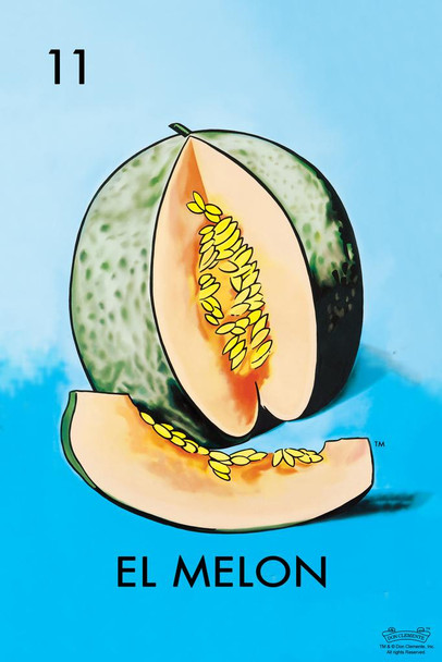 Laminated 11 El Melon Cantaloupe Loteria Card Mexican Bingo Lottery Poster Dry Erase Wall Art 24x36