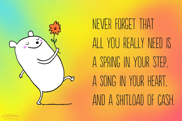 Laminated Jim Benton Spring in Your Step Funny Poster Dry Erase Sign 24x36