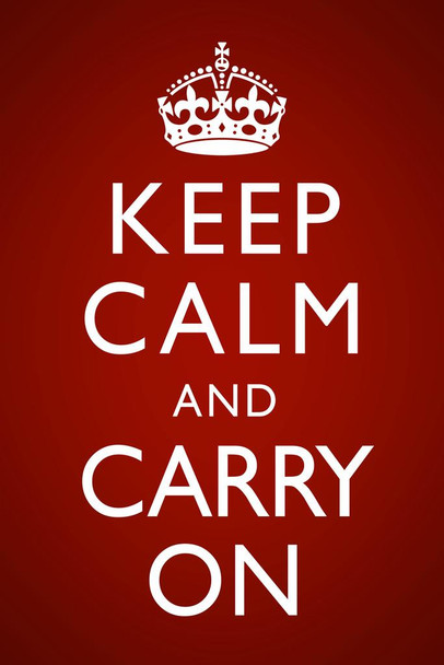 Laminated Keep Calm Carry On Red Vignette Poster Dry Erase Sign 24x36