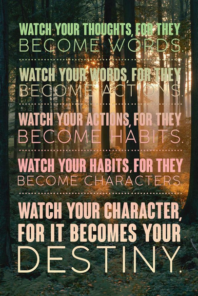 Laminated Watch Your Thoughts Forest Photo Motivational Inspirational Teamwork Quote Inspire Quotation Gratitude Positivity Motivate Sign Word Art Good Vibes Empathy Poster Dry Erase Sign 24x36