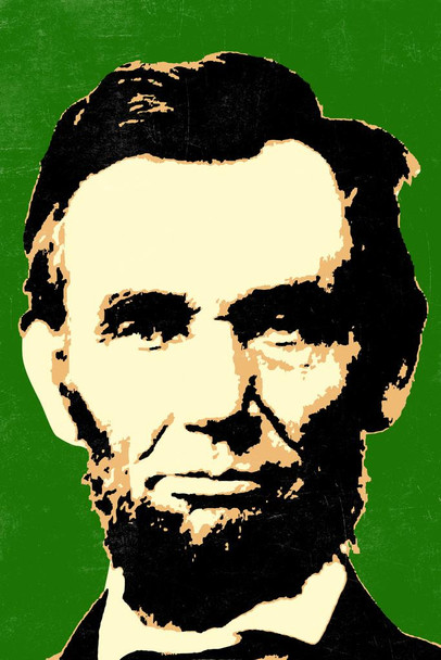 Laminated Pop Art Abraham Lincoln Green Poster Dry Erase Sign 24x36