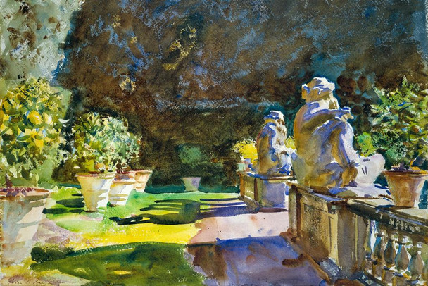 Laminated John Singer Sargent Villa di Marlia Lucca Impressionism Painting Sargent Artwork Nature Landscape Watercolor Painting French Artist Decorative Wall Art Poster Dry Erase Sign 24x36